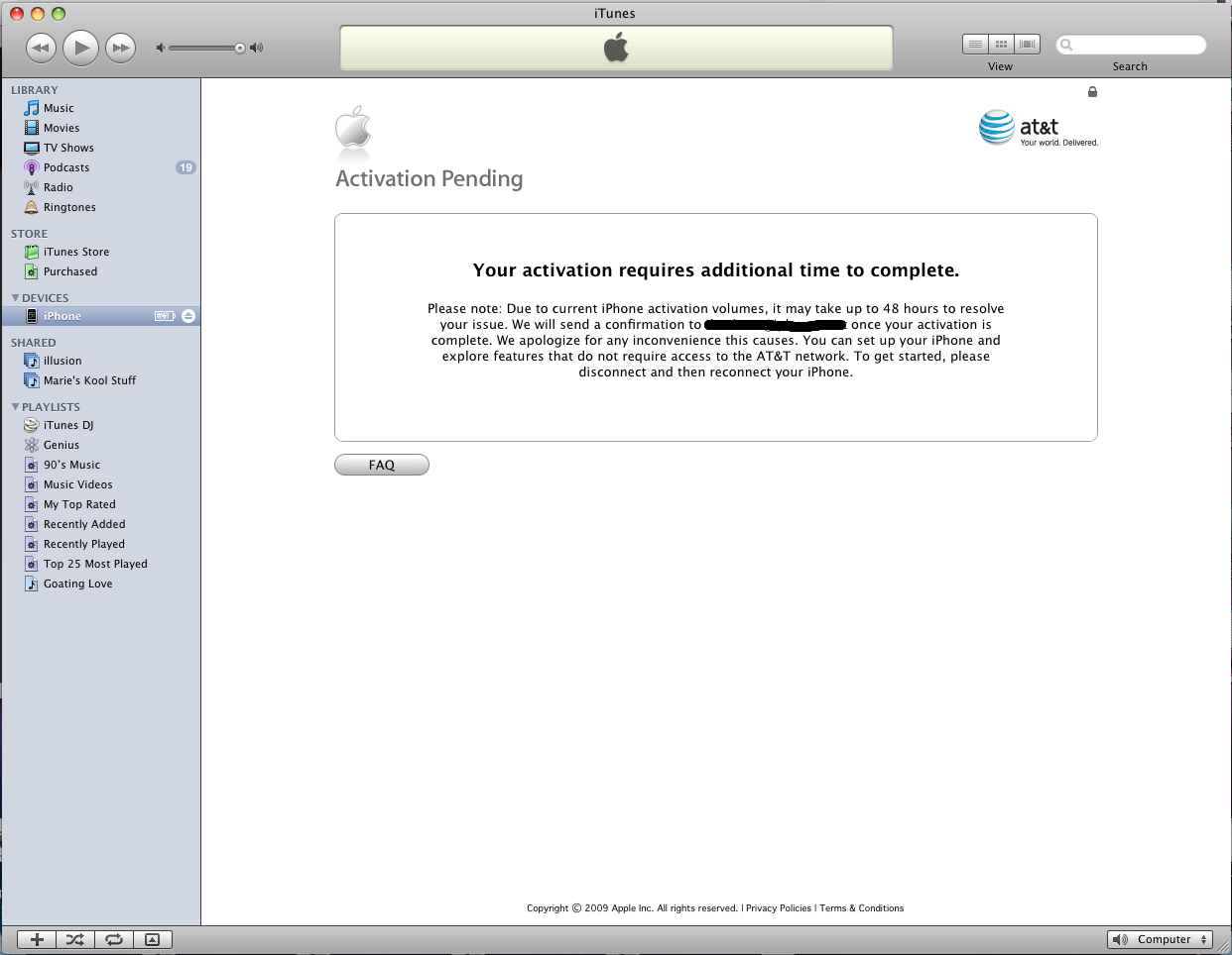 AT&T activation fail